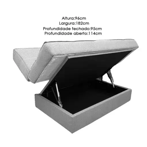 Sofá Cama Zurich em Veludo com Baú 2 Lugares 182cm Luxury