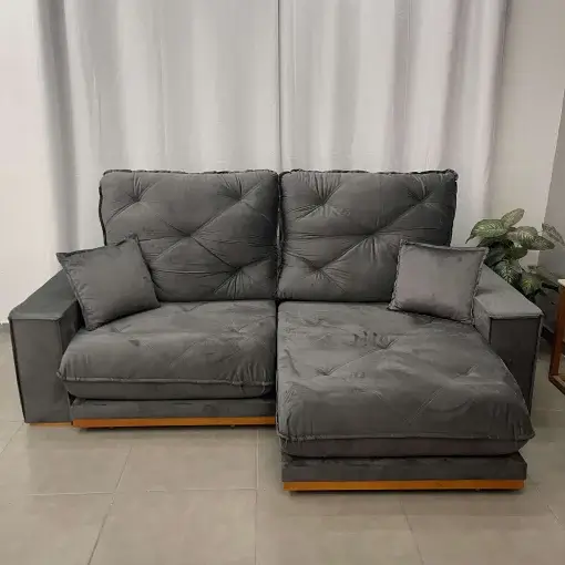 Sofá Munique 4 Lugares Retrátil e Reclinável 250cm Tecido Veludo Boareto