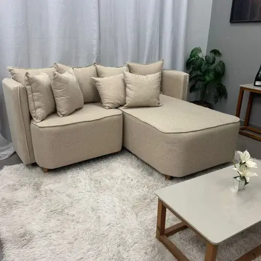Sofá Opel 2 Lugares com Chaise 180cm Tecido Linho Paropas