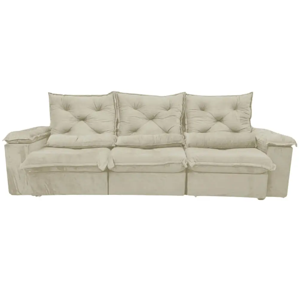 Sofá Porto Madero 5 Lugares Retrátil e Reclinável 270cm 3 Módulos Tecido Veludo Imperial Decor
