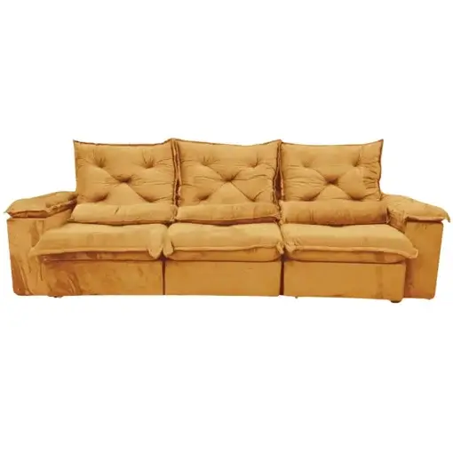 Sofá Porto Madero 5 Lugares Retrátil e Reclinável 270cm 3 Módulos Tecido Veludo Imperial Decor