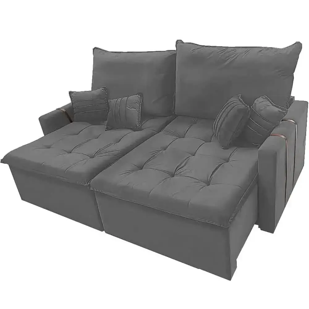 Sofá Cama Chicago 200cm em Linho 3 Lugares Retrátil e Reclinável Kasacomigo