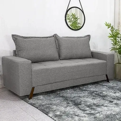 Sofá 8100 3 Lugares em Linho com Almofadas Soltas 198cm Boareto