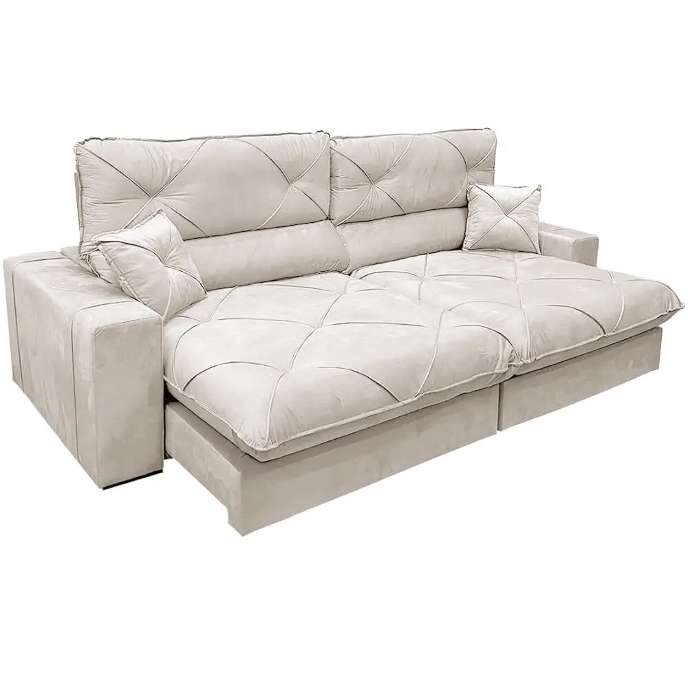 Sofá Victory 4 Lugares Retrátil e Reclinável 250cm Tecido Veludo