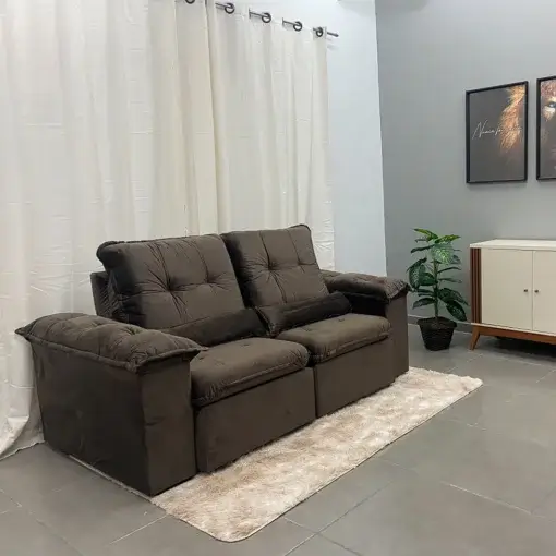 Sofá Arsenal 4 Lugares Retrátil e Reclinável 230cm Tecido Veludo Aifos