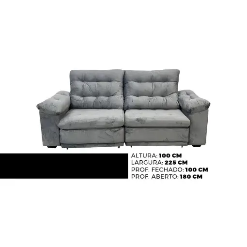 Sofá Alemanha 4 Lugares Retrátil e Reclinável 225cm Tecido Veludo Flash