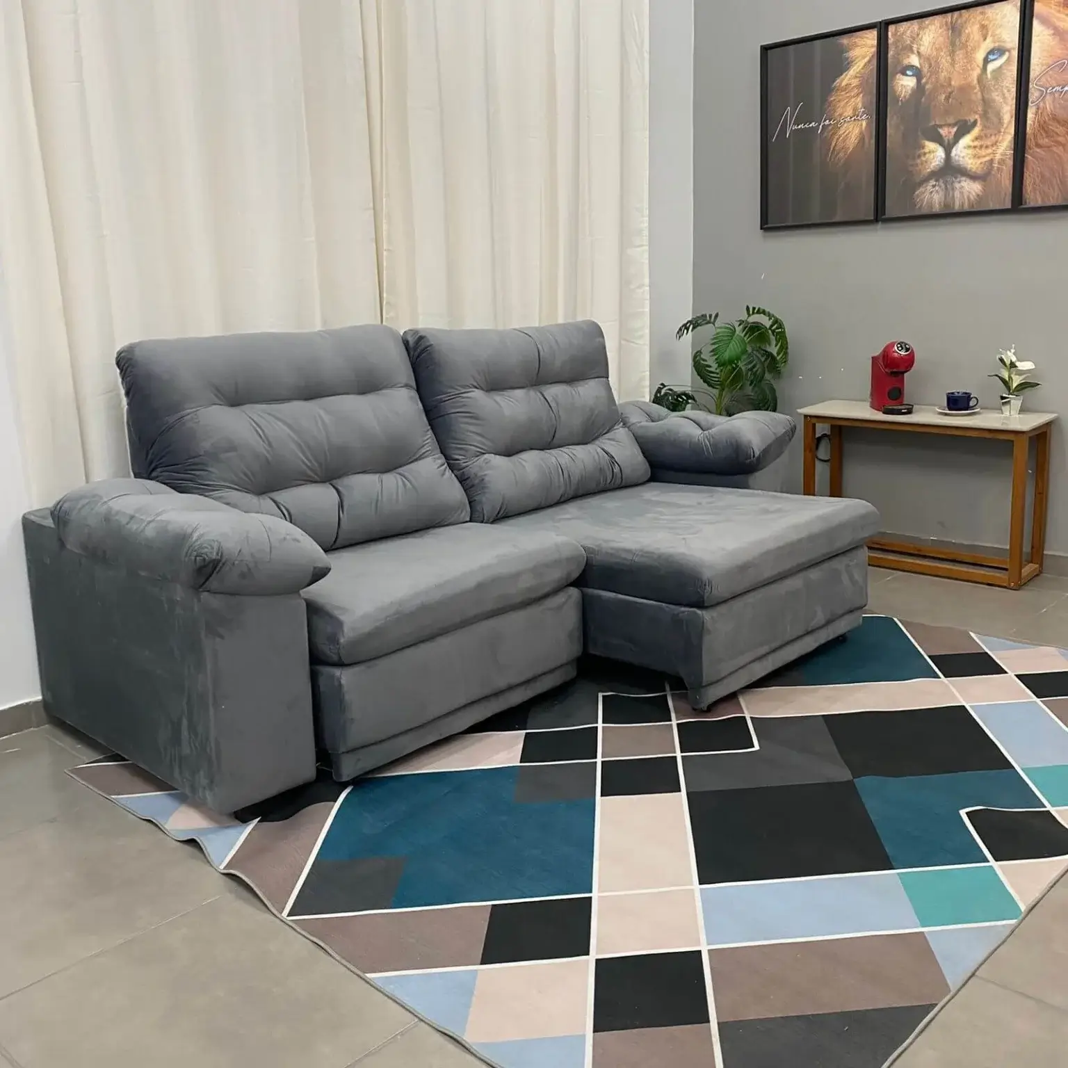 Sofá Alemanha 4 Lugares Retrátil e Reclinável 225cm Tecido Veludo Flash