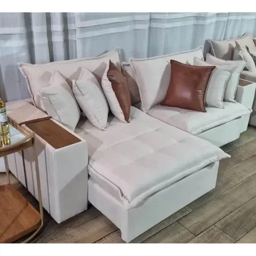 Sofá Cama Tebas 230cm 4 Lugares Retrátil e Reclinável Tecido Linho Innove