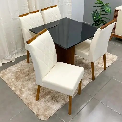 Mesa de Jantar Los Angeles 90x90cm com 4 Cadeiras Minas Plac