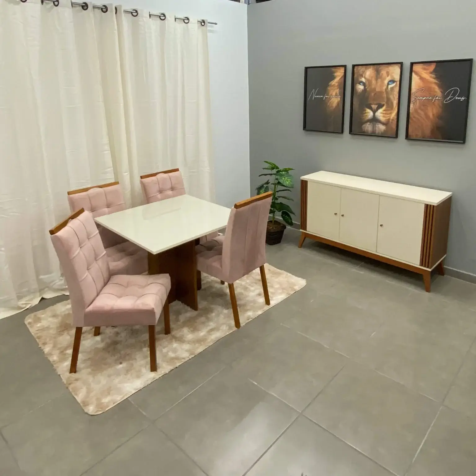 Mesa de Jantar Los Angeles 90x90cm com 4 Cadeiras Minas Plac