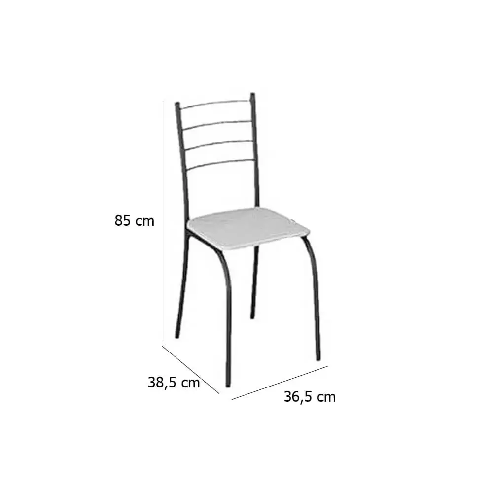 Mesa Rio Tampo Granito Off White 100x60cm com 4 Cadeiras Tubular Marrom Teixeira