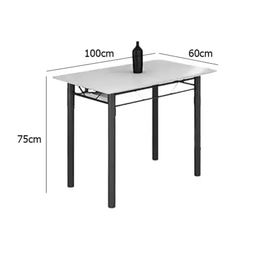 Mesa Rio Tampo Granito Off White 100x60cm com 4 Cadeiras Tubular Marrom Teixeira