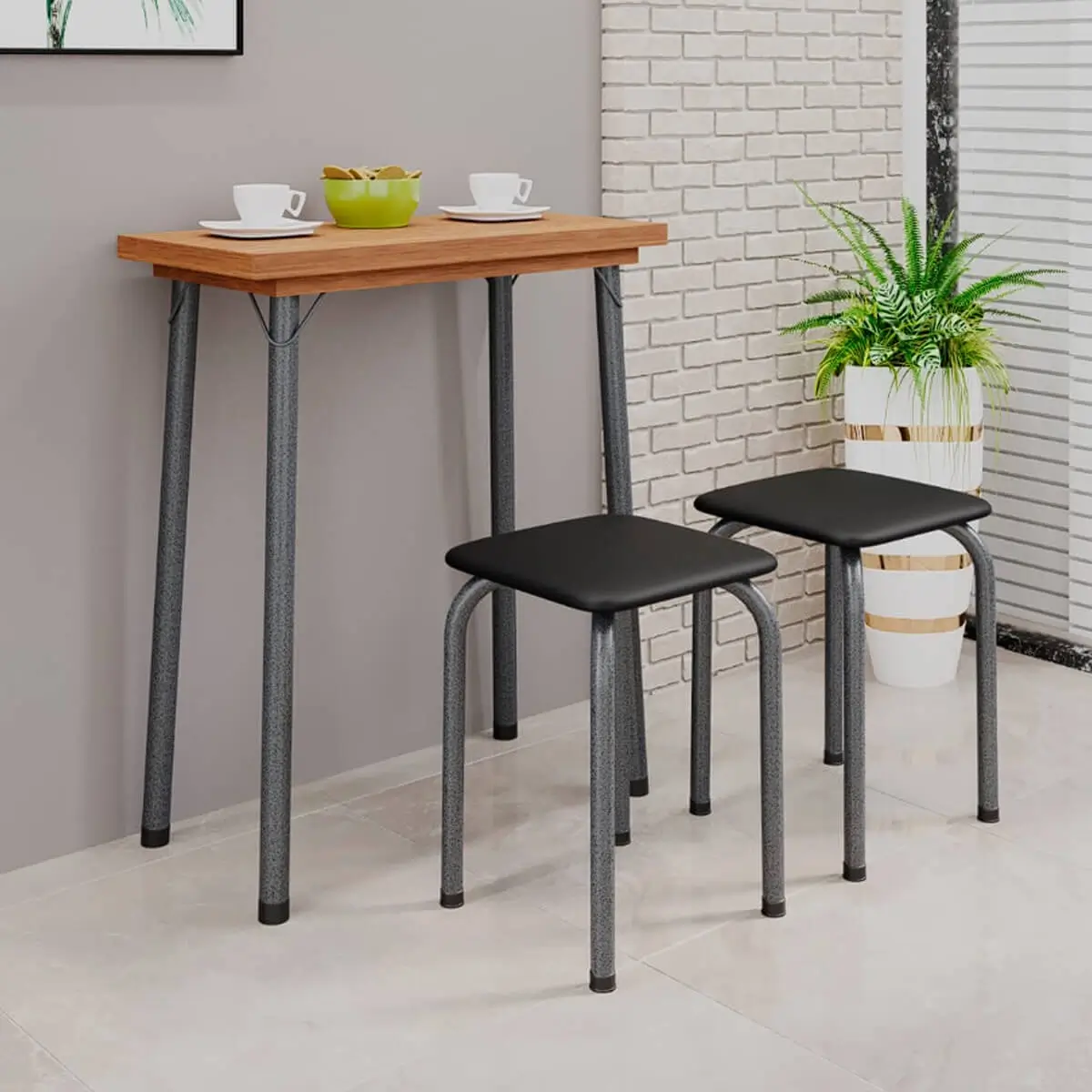 Mesa Dobrável Luana com 4 Banquetas Imop