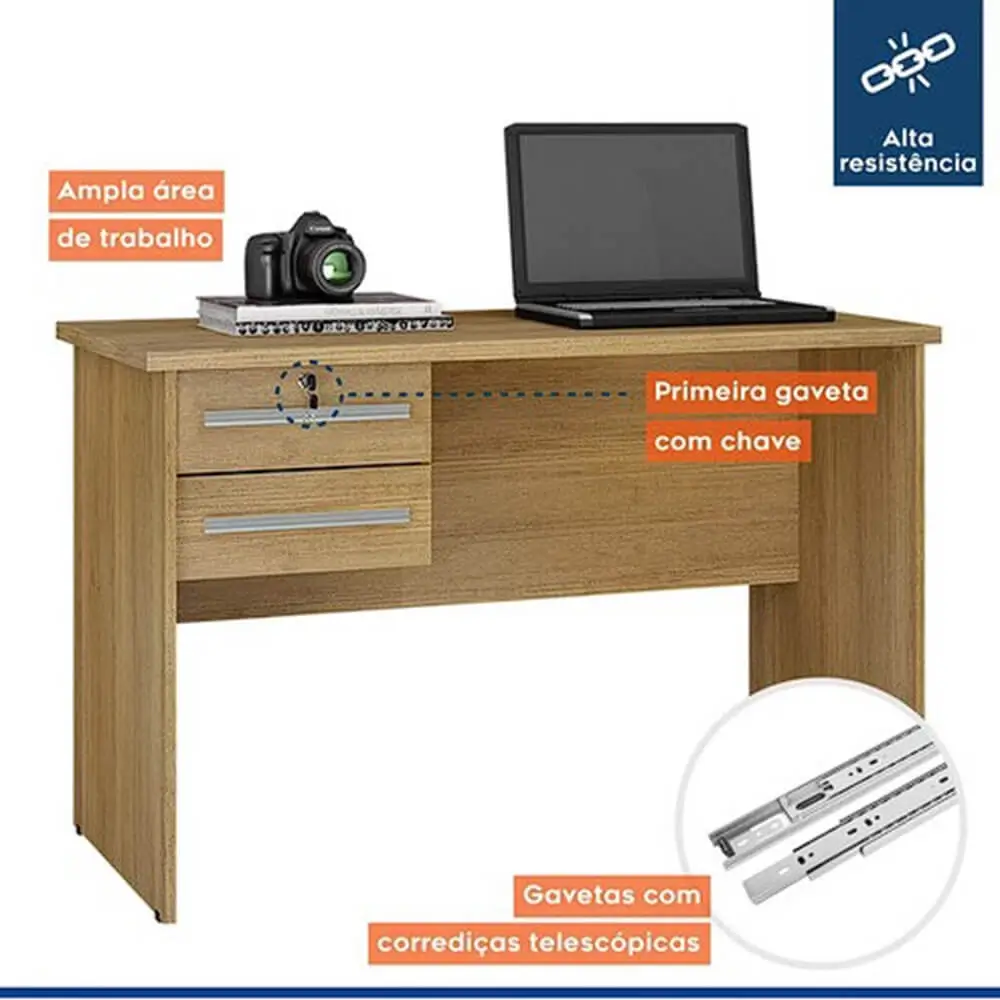Mesa de Computador Byte Escrivaninha 2 Gavetas Valdemóveis