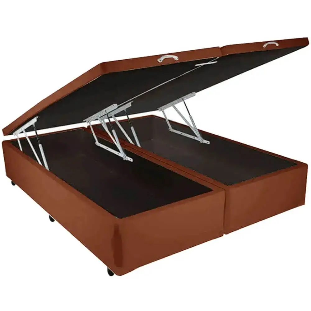 Base Box Bipartida Baú King em Suede Universal