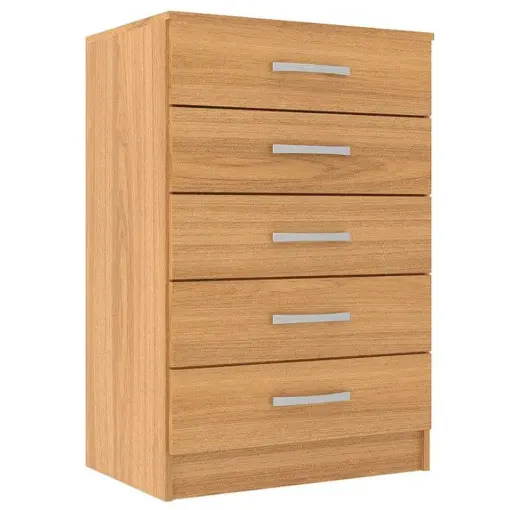 Kit Cômoda 5 Gavetas + Cama Box Casal Monaco