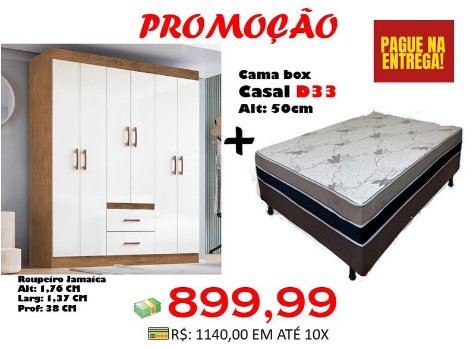 Guarda-Roupa Jamaica + Cama Box Casal D33