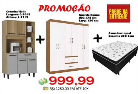 Guarda-Roupa Jamaica + Cozinha Malu + Cama Casal Carioca