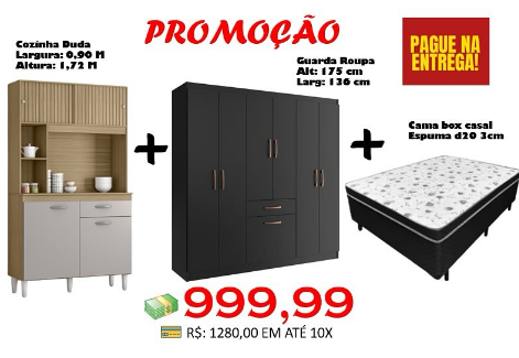 Guarda-Roupa Jamaica + Cozinha Duda + Cama Casal Carioca