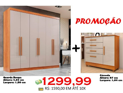 Guarda-Roupa Recife + Cômoda Chicago