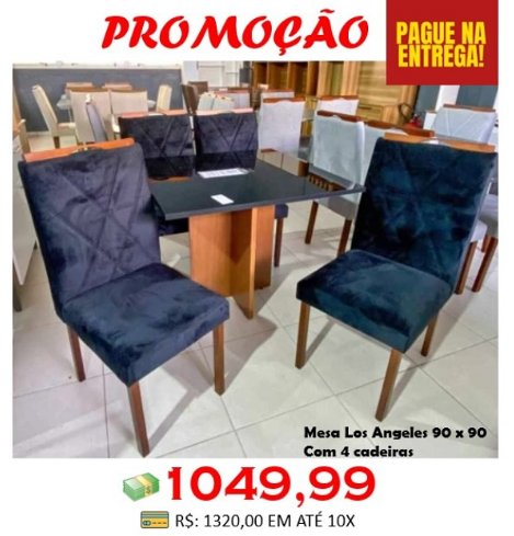 Mesa Los Angeles 90x90cm com 4 Cadeiras