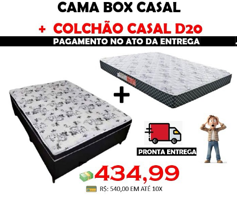 Cama Box Casal + Colchão Casal D20