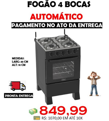 Fogão 4 Bocas Ares Plus