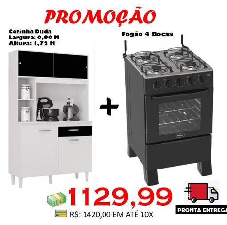 Fogão 4 Bocas Ares Plus + Cozinha Duda