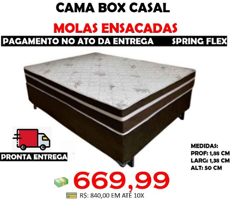 Cama Box Casal Spring com Molas Ensacadas
