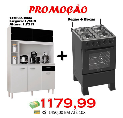 Fogão 4 Bocas Ares Plus + Cozinha Duda