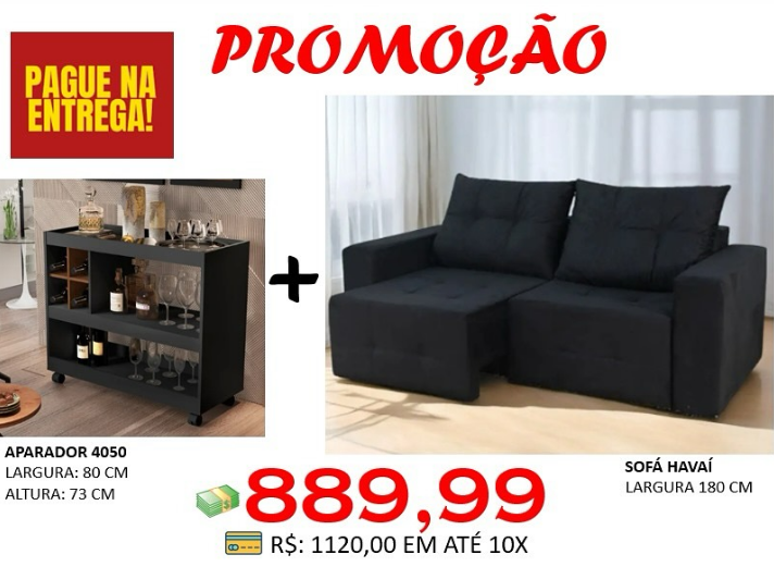 Sofá Retrátil Havaí + Aparador 4050