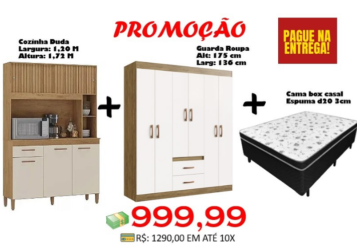 Guarda-Roupa Jamaica + Cozinha Duda + Cama Casal Carioca
