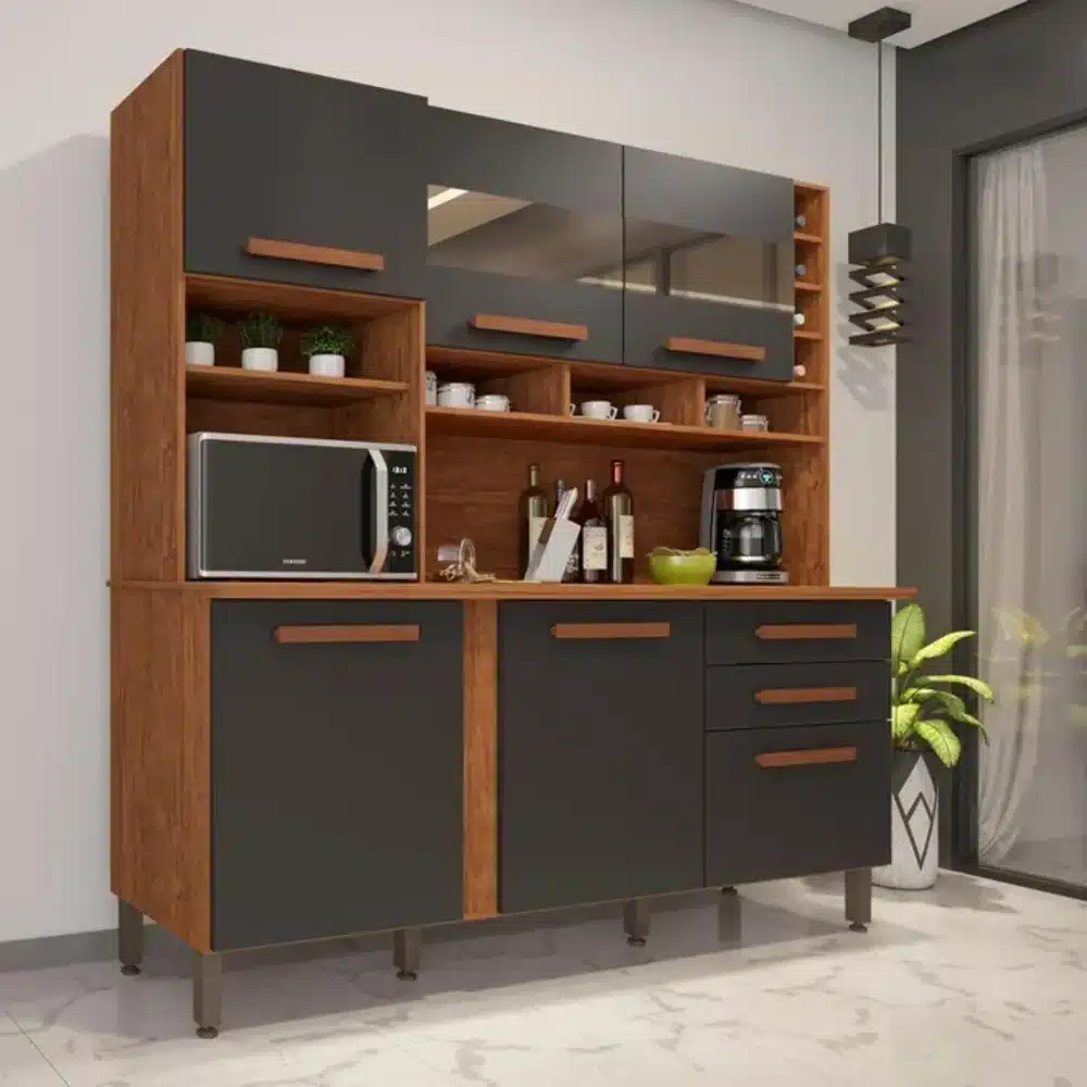COZINHA ALEXIA 1.80 CM C/ 6 PORTAS 2 GAVETAS C/ESPELHO – IMOP