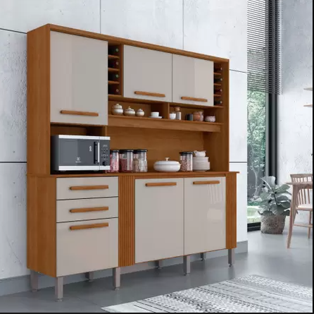 ARMÁRIO DE COZINHA CATAR 2.00 C/ 6 PORTAS 2 GAVETAS E ADEGA 