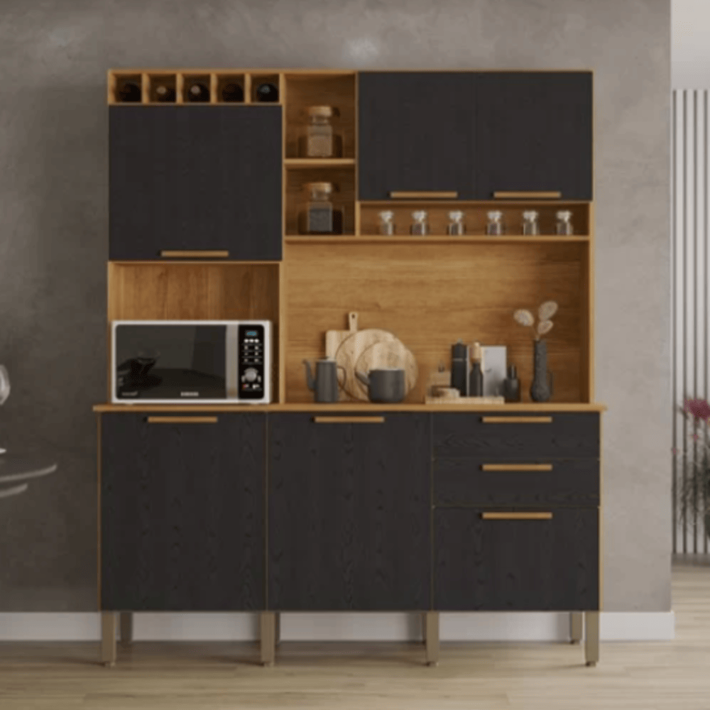 ARMÁRIO DE COZINHA TOPÁZIO – 1.65 CM C/ 6 PORTAS E 2 GAVETAS 