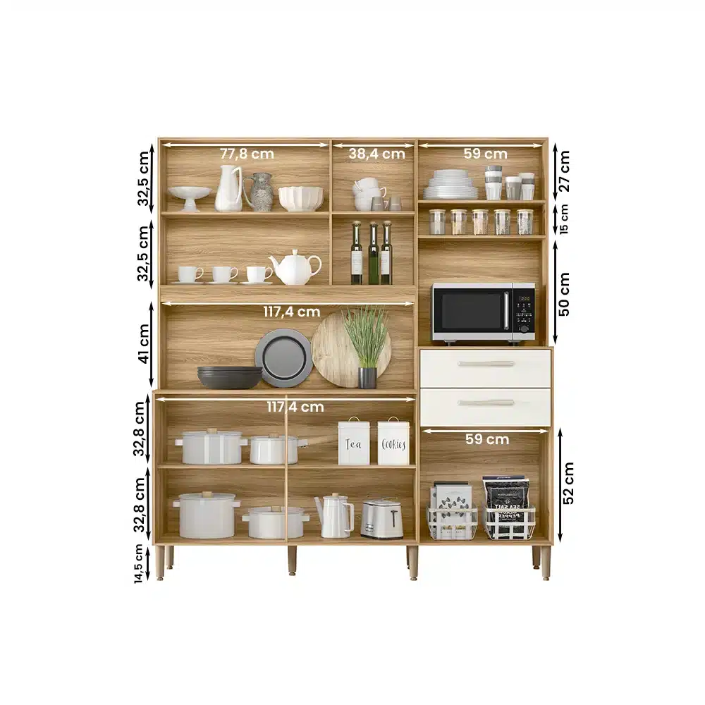 COZINHA SALSA 1.80 – 6 PORTAS E 2 GAVETAS – NICIOLI