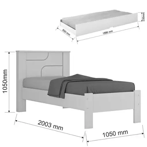 Cama Perola COM Cama Auxiliar Solteiro Conquista