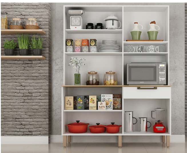 ARMÁRIO DE COZINHA NEW SIENA 2019 C/ 1.40 CM 6 PORTAS E 1 GAVETA 