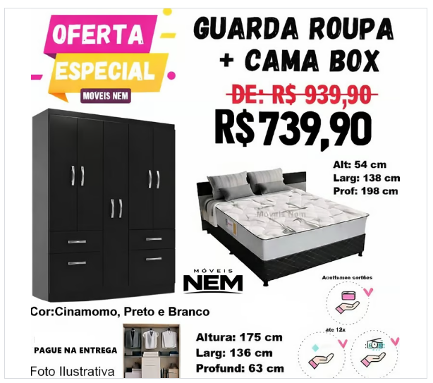 Kit Cama Box + Guarda Roupa 8 Portas
