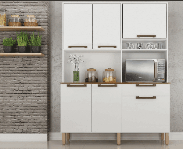 ARMÁRIO DE COZINHA NEW SIENA 2019 C/ 1.40 CM 6 PORTAS E 1 GAVETA 