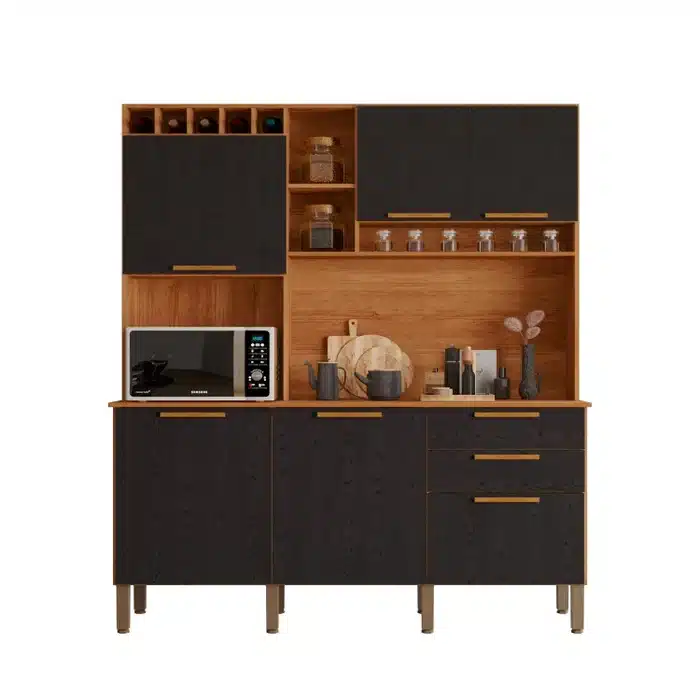 ARMÁRIO DE COZINHA TOPÁZIO – 1.65 CM C/ 6 PORTAS E 2 GAVETAS 