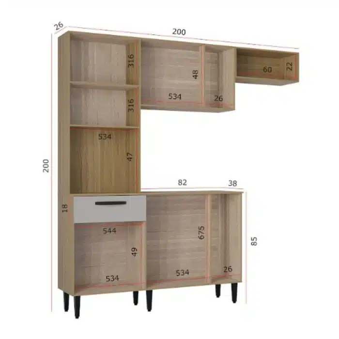 COZINHA DORA 2.00 – 10 PORTAS E 1 GAVETA – POQUEMA