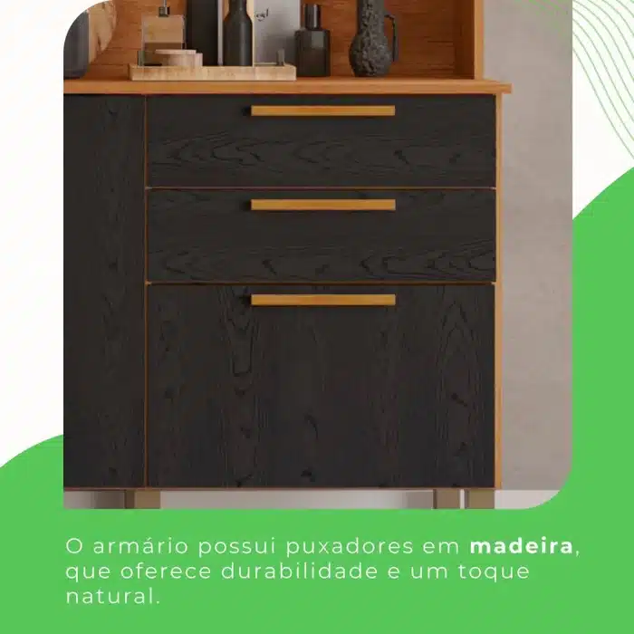 ARMÁRIO DE COZINHA TOPÁZIO – 1.65 CM C/ 6 PORTAS E 2 GAVETAS 
