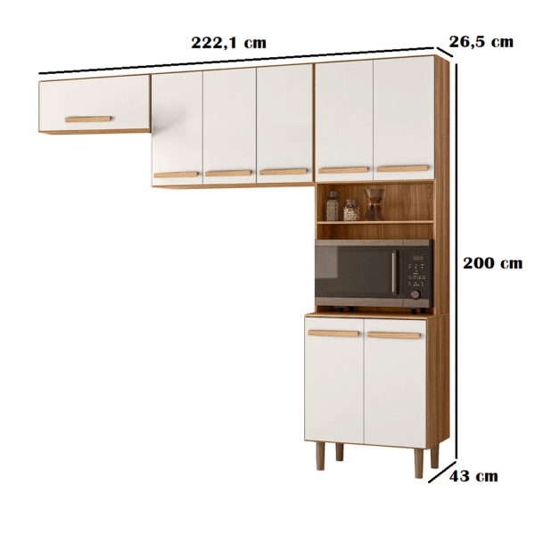 COZINHA LEMON 2.20 – 8 PORTAS E ESPAÇO PARA FORNO – NICIOLI