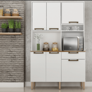 ARMÁRIO DE COZINHA NEW SIENA 2019 C/ 1.40 CM 6 PORTAS E 1 GAVETA 