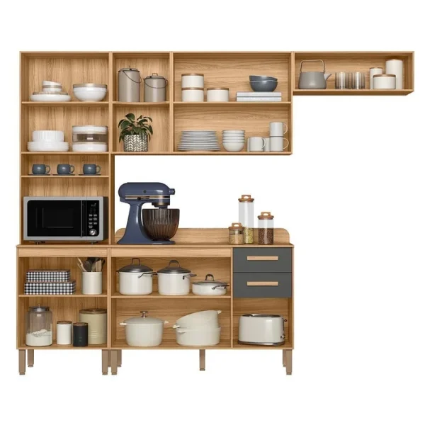 COZINHA MARIA FLOR 2.60 CM COMPLETA – PANELEIRO, AÉREO, AÉREO GELADEIRA + BALCÃO – NICIOLI