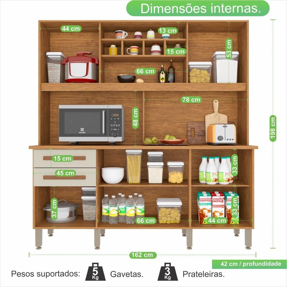 COZINHA LUNNA/LARA COM 5 PORTAS E 2 GAVETAS 1.62 CM – IMOP
