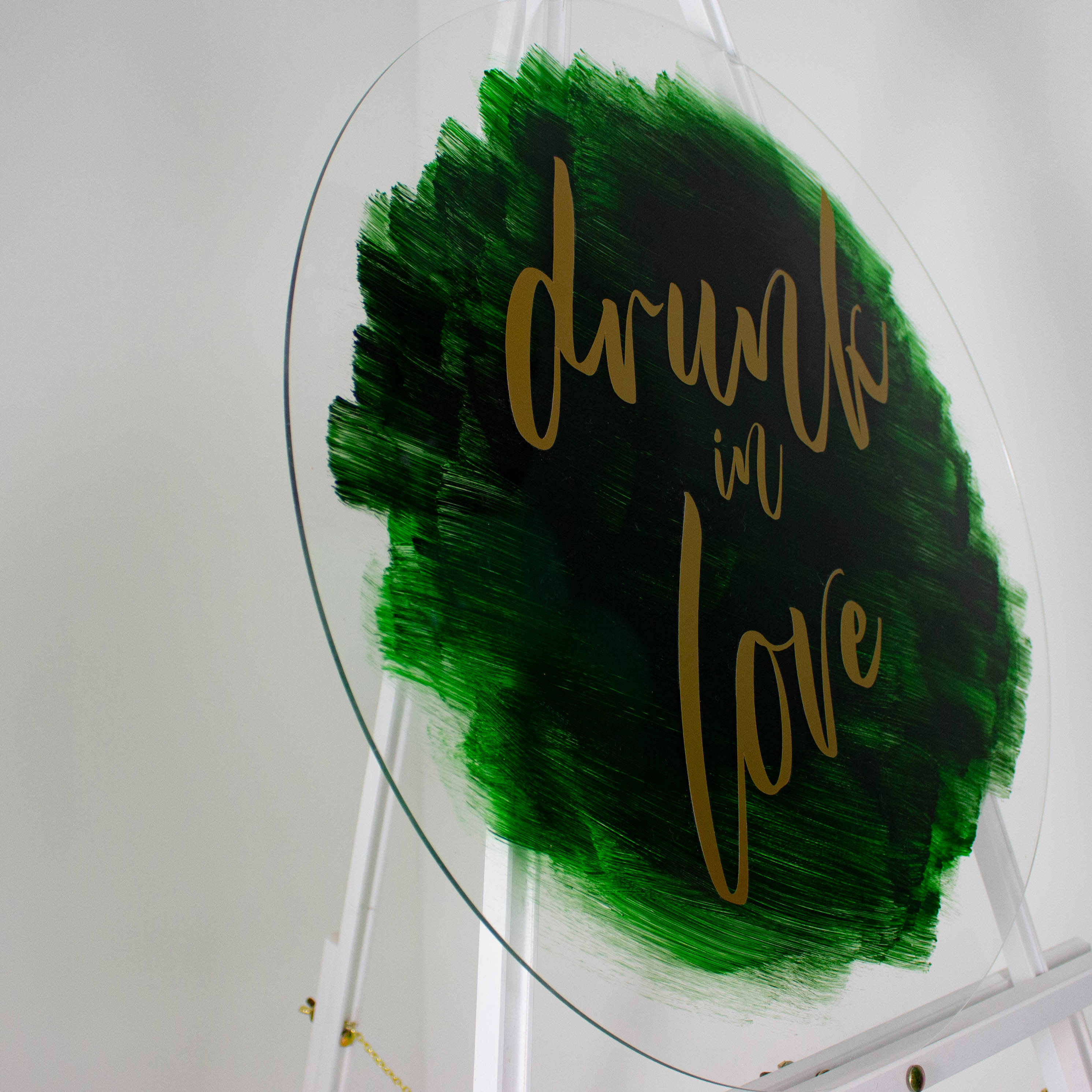 Classy 'Drunk in Love' personalised sign and balloon garland arrangement