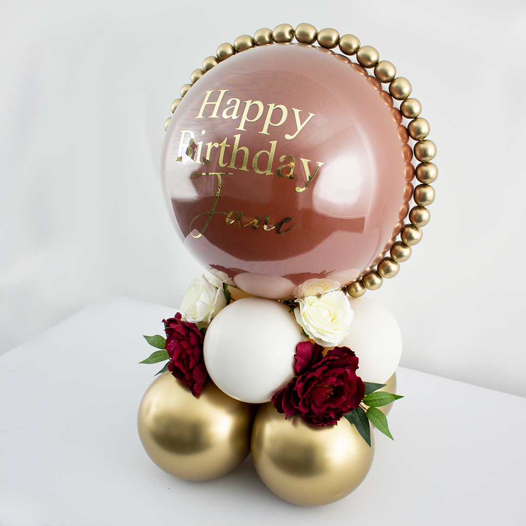 Personalized Birthday Balloon Bouquet in Terracotta Theme Colour