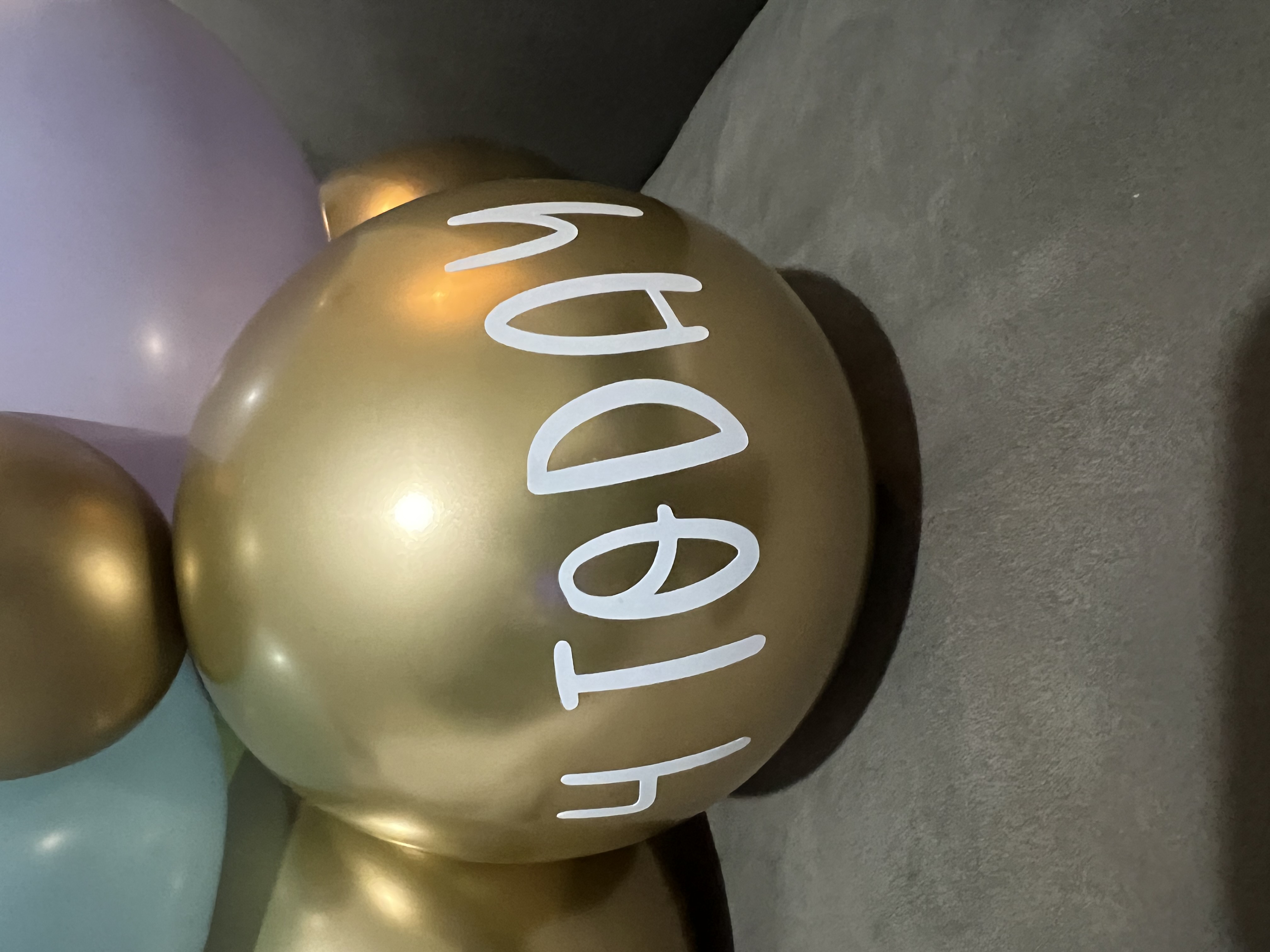 Personalized Birthday Balloon Bouquet in Gold and Pastel Colours